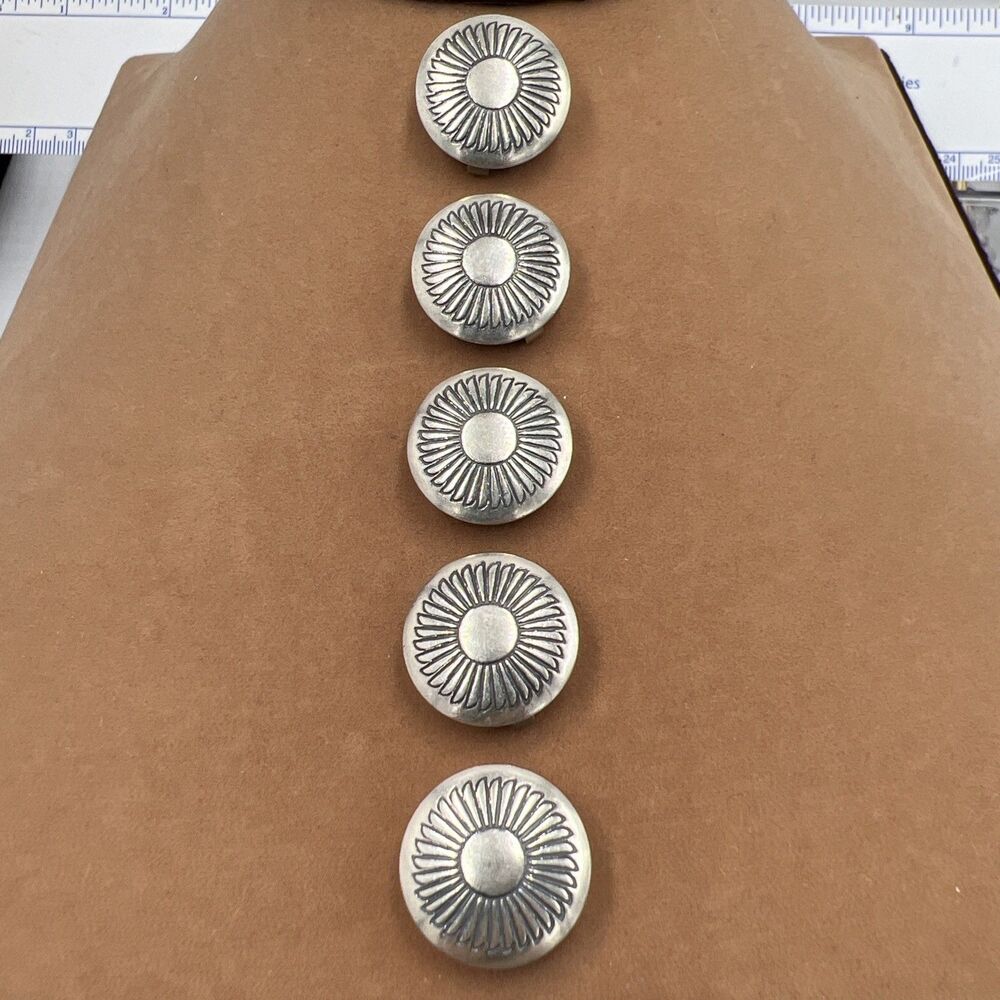 Set Of 5 Sterling Silver Button Covers Western Native American Snap On Vintage